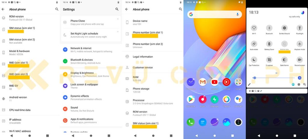 Vivo Y31's Android 11-based FunTouch OS 11 screenshots via Revu Philippines