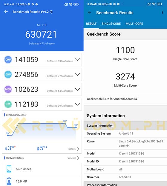Xiaomi Mi 11T Pro 5G AnTuTu Score - Geekbench, GFXBench & PCMark