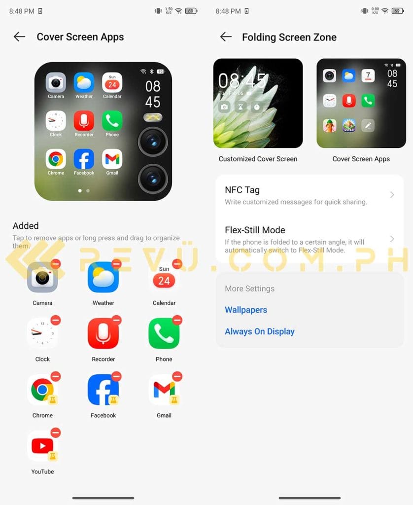 Cover screen apps on the TECNO PHANTOM V Flip2 5G via Revu Philippines