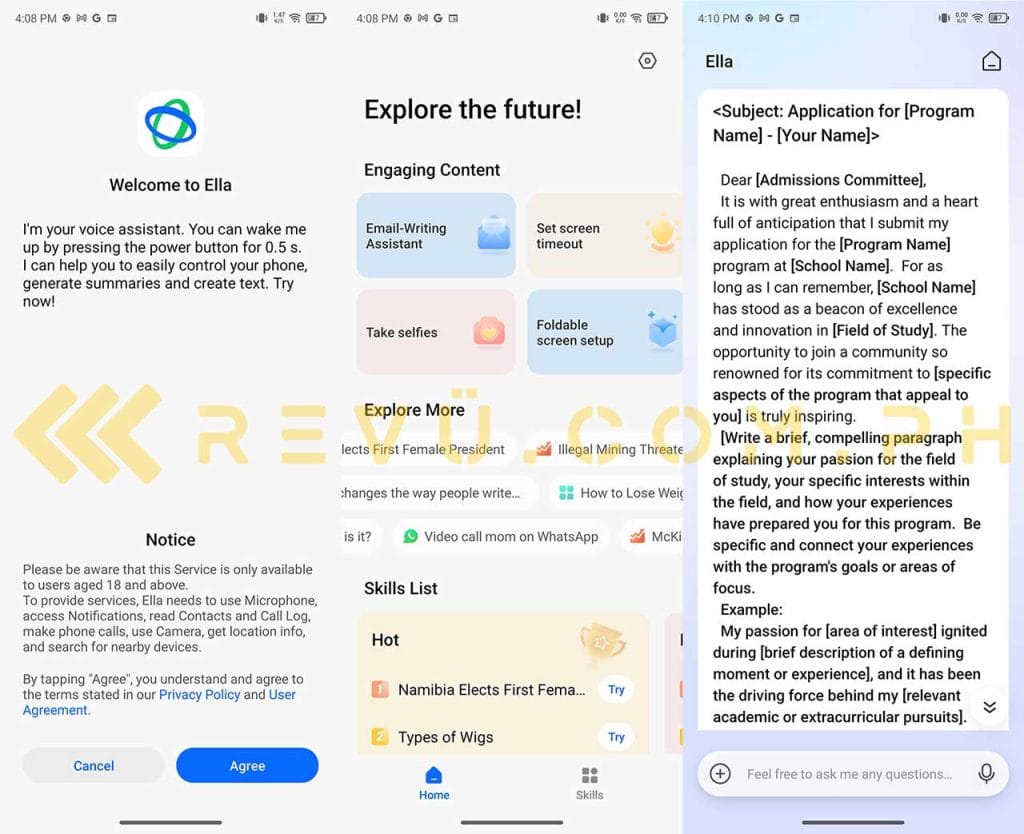 Using AI Assistant Ella on the TECNO PHANTOM V Flip2 5G via Revu Philippines