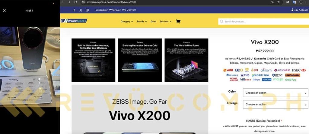 vivo X200 and vivo X200 price spotted by Revu Philippines