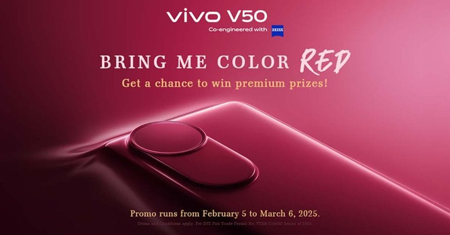 vivo V50 launch Bring Me Color Red giveaway details via Revu Philippines